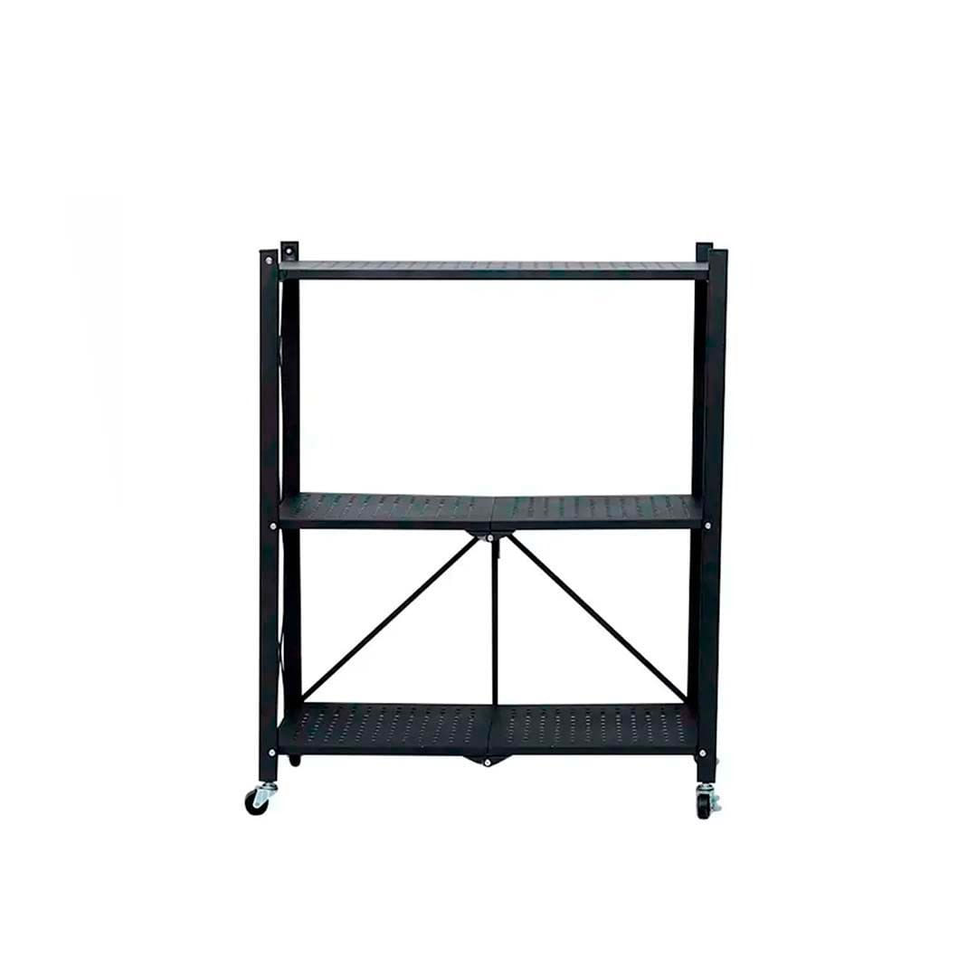 Estantería Plegable de 3 Niveles con Ruedas Color Negro DON ACERO